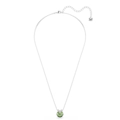 Bella V pendant, Round cut, Green, Rhodium plated
