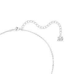 Bella V pendant, Round cut, Green, Rhodium plated