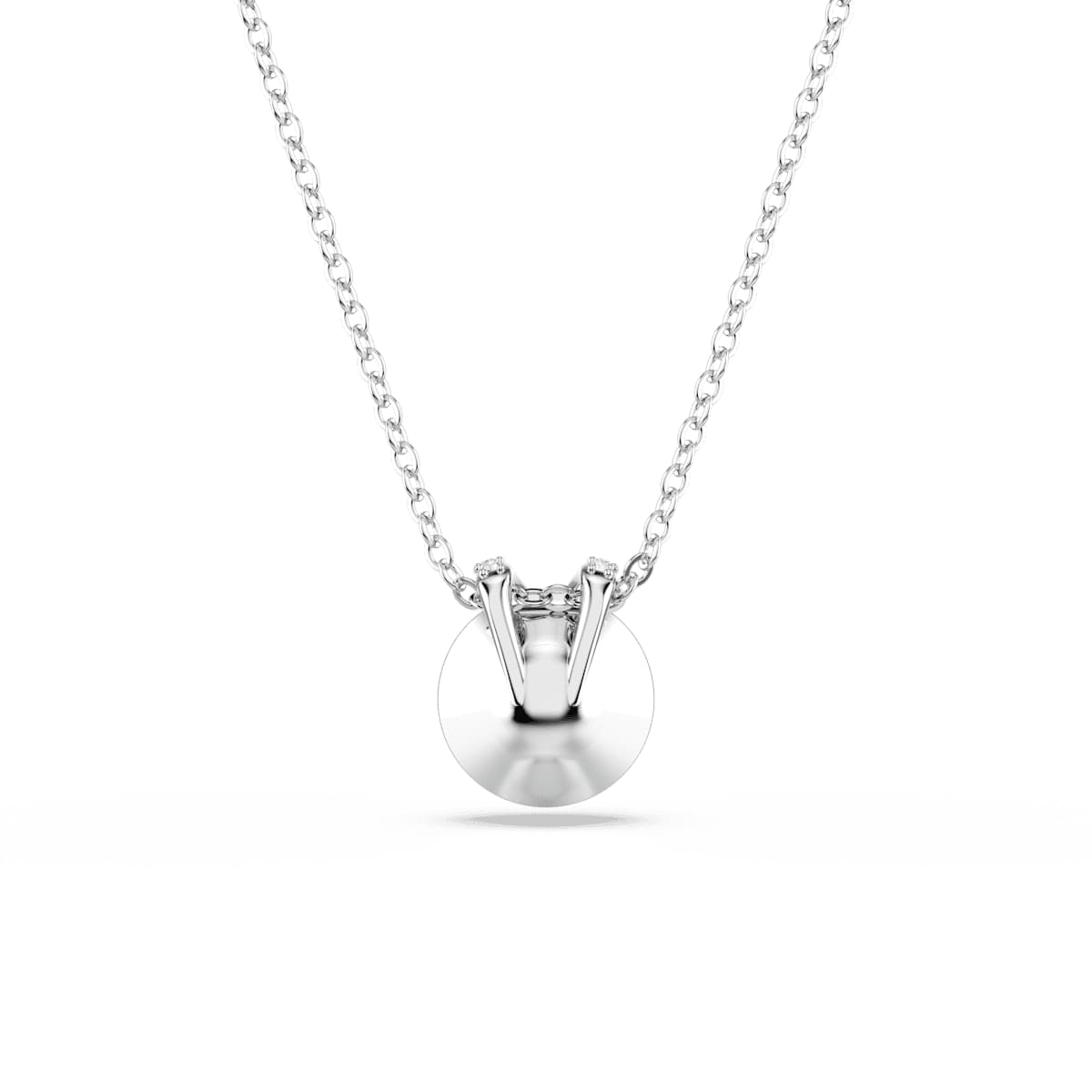 Bella V pendant, Round cut, Green, Rhodium plated