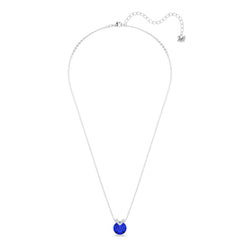 Bella V pendant Round cut, Blue, Rhodium plated