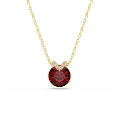 Bella V pendant, Round cut, Red, Gold-tone plated