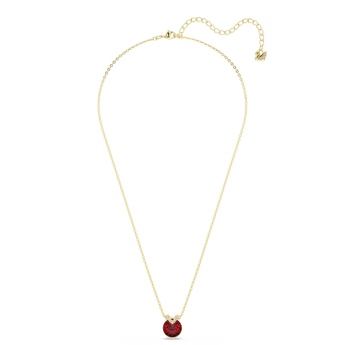 Bella V pendant, Round cut, Red, Gold-tone plated