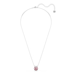Bella V pendant Round cut, Pink, Rhodium plated