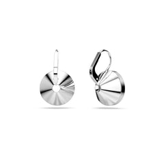 Bella drop earrings, Round cut, Blue, Rhodium plated