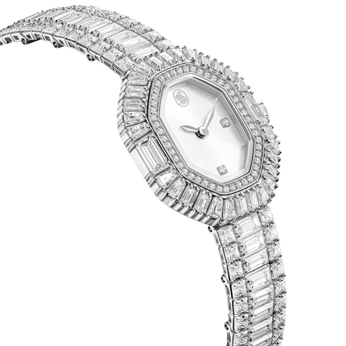 Matrix Octagon watch, Baguette cut, Metal bracelet, Silver tone, Stainless steel