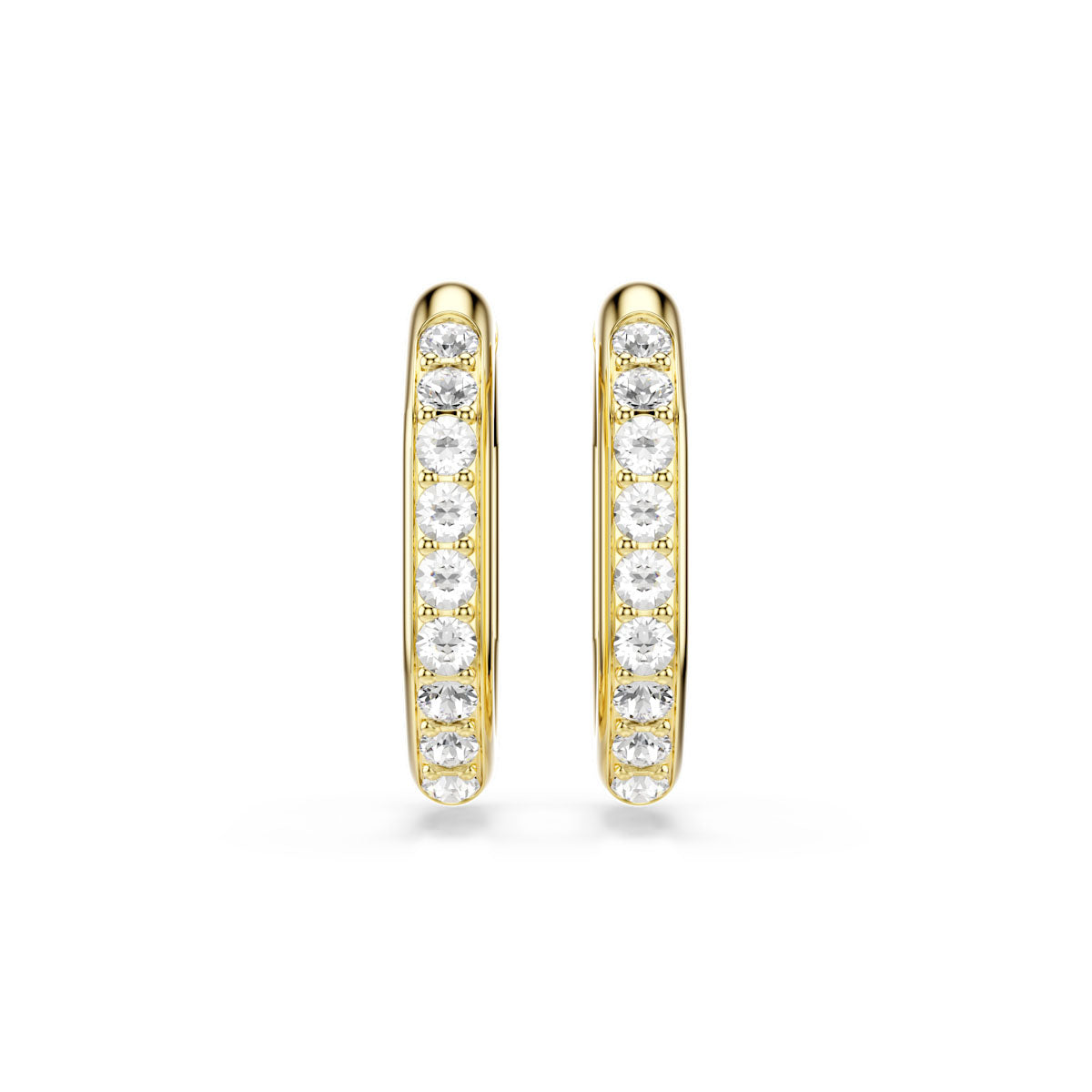 Dextera hoop earrings, Octagon shape, Round cut, White, Gold-tone plated