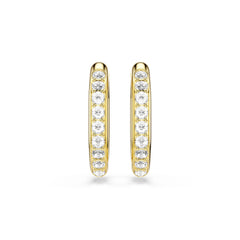 Dextera hoop earrings, Octagon shape, Round cut, White, Gold-tone plated