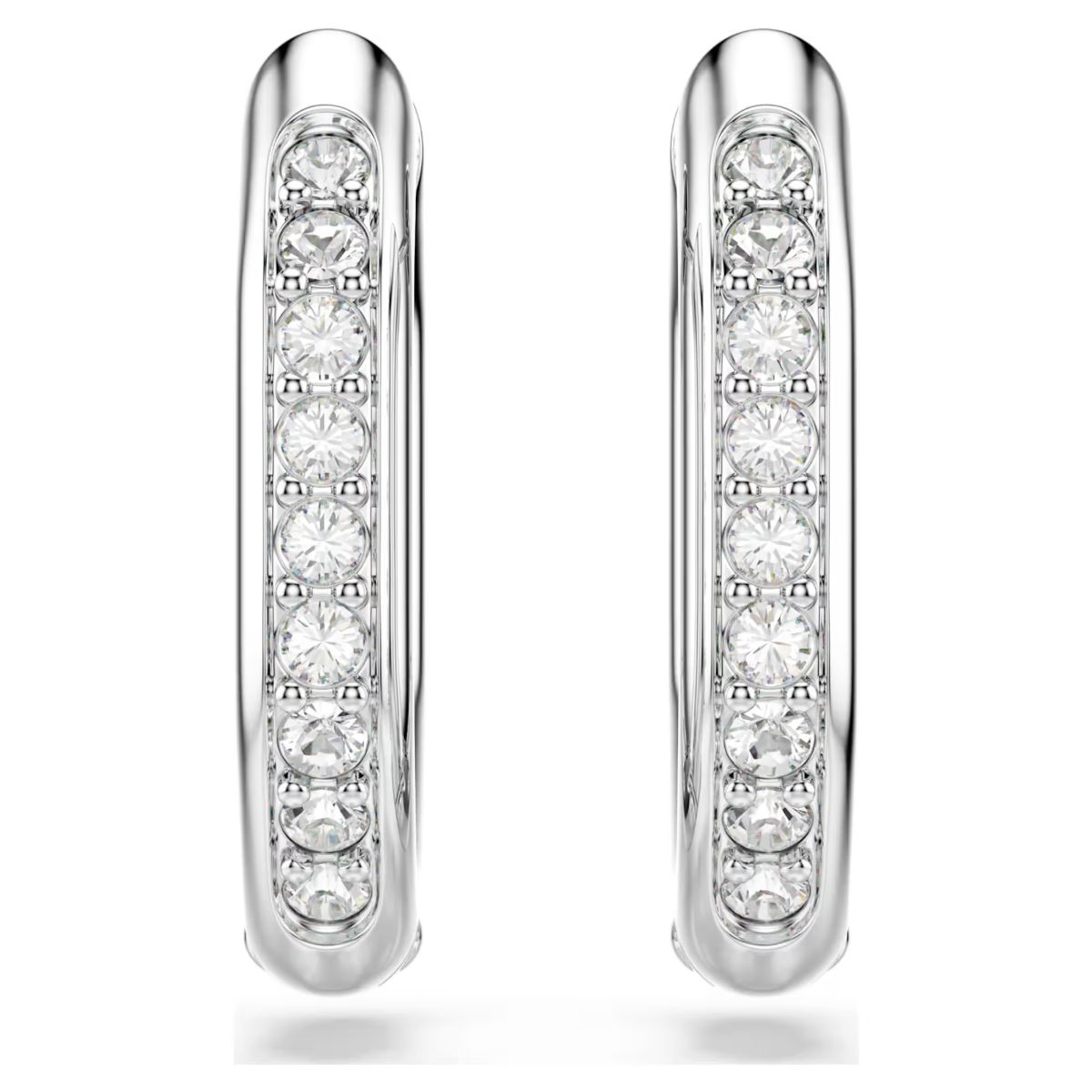 Dextera hoop earrings Octagon shape, Round cut, White, Rhodium plated