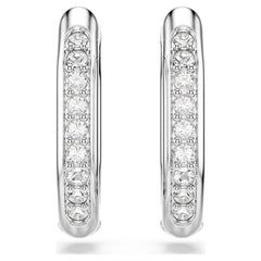 Dextera hoop earrings Octagon shape, Round cut, White, Rhodium plated
