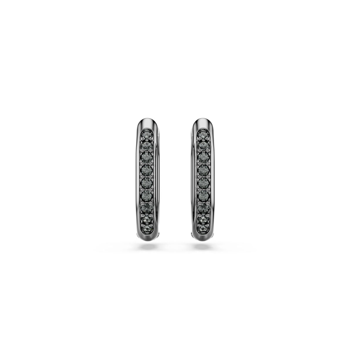 Dextera hoop earrings, Octagon shape, Round cut, Black, Ruthenium plated