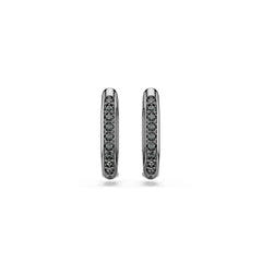 Dextera hoop earrings, Octagon shape, Round cut, Black, Ruthenium plated