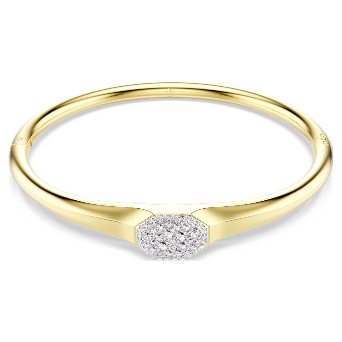 Dextera bangle Round cut, White, Gold-tone plated