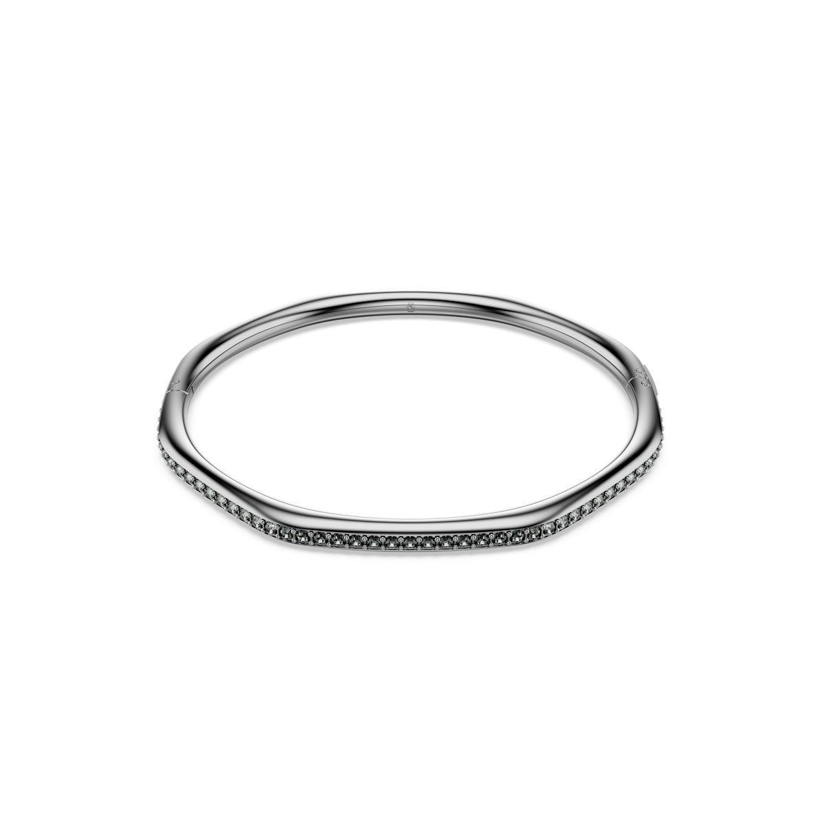 Dextera bangle, Octagon shape, Round cut, White, Ruthenium plated