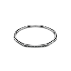 Dextera bangle, Octagon shape, Round cut, White, Ruthenium plated