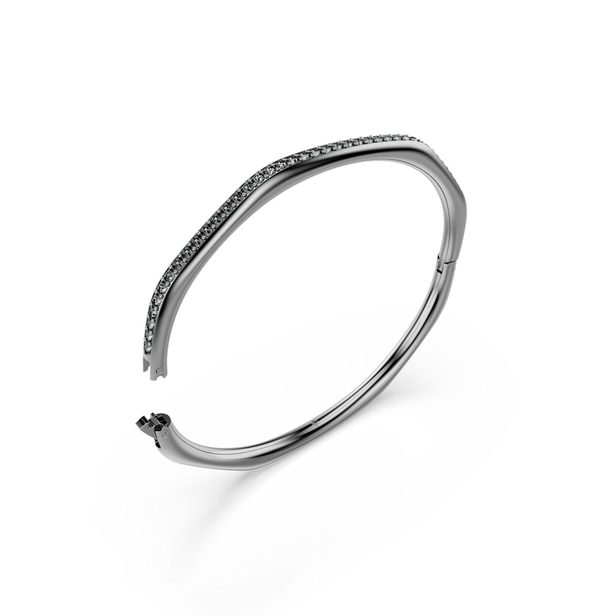 Dextera bangle, Octagon shape, Round cut, White, Ruthenium plated
