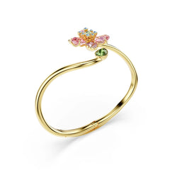 Idyllia bangle, Mixed cuts, Flower, Multicolored, Gold-tone plated