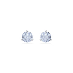 Solitaire stud earrings, Round cut, Blue, Rhodium plated