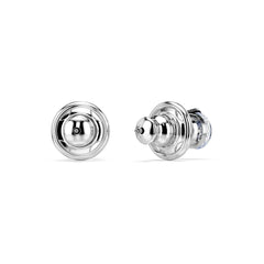 Solitaire stud earrings, Round cut, Blue, Rhodium plated