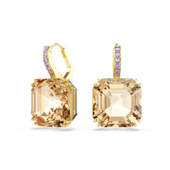 Millenia drop earrings, Mixed cuts, Caramel, Gold-tone plated