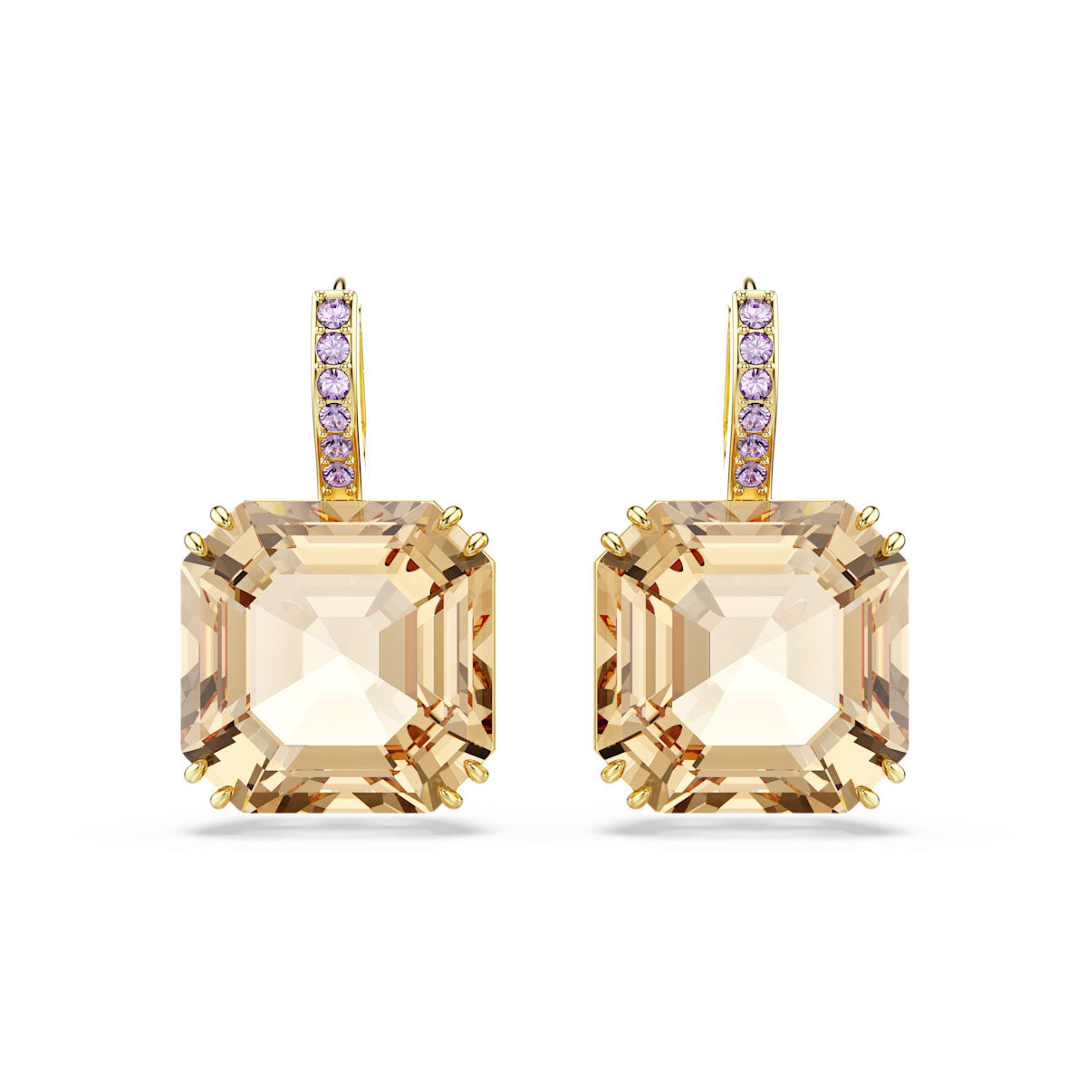Millenia drop earrings, Mixed cuts, Caramel, Gold-tone plated