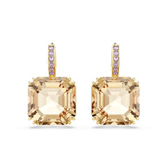 Millenia drop earrings, Mixed cuts, Caramel, Gold-tone plated