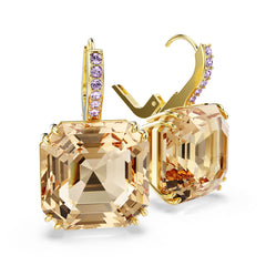 Millenia drop earrings, Mixed cuts, Caramel, Gold-tone plated