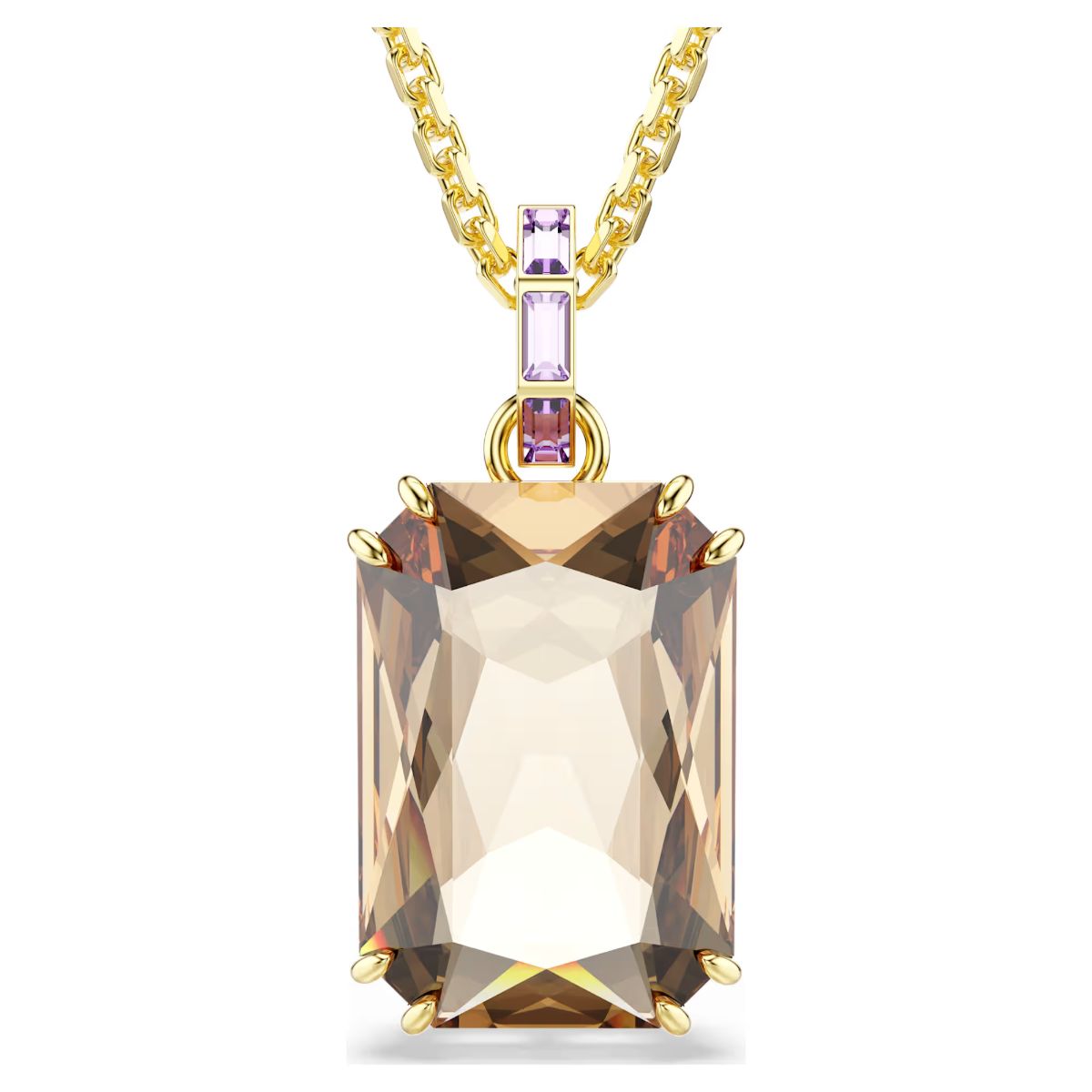 Millenia pendant Octagon cut, Caramel, Gold-tone plated