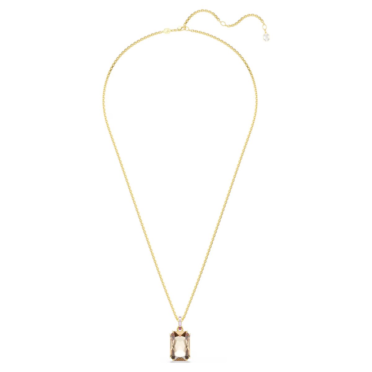 Millenia pendant Octagon cut, Caramel, Gold-tone plated