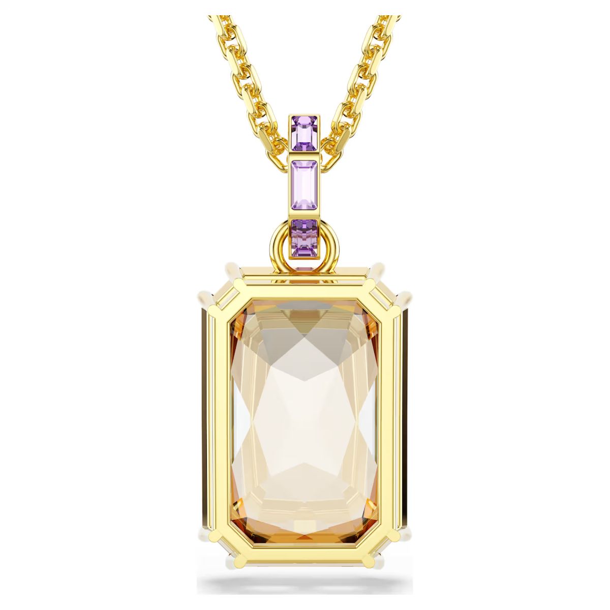 Millenia pendant Octagon cut, Caramel, Gold-tone plated
