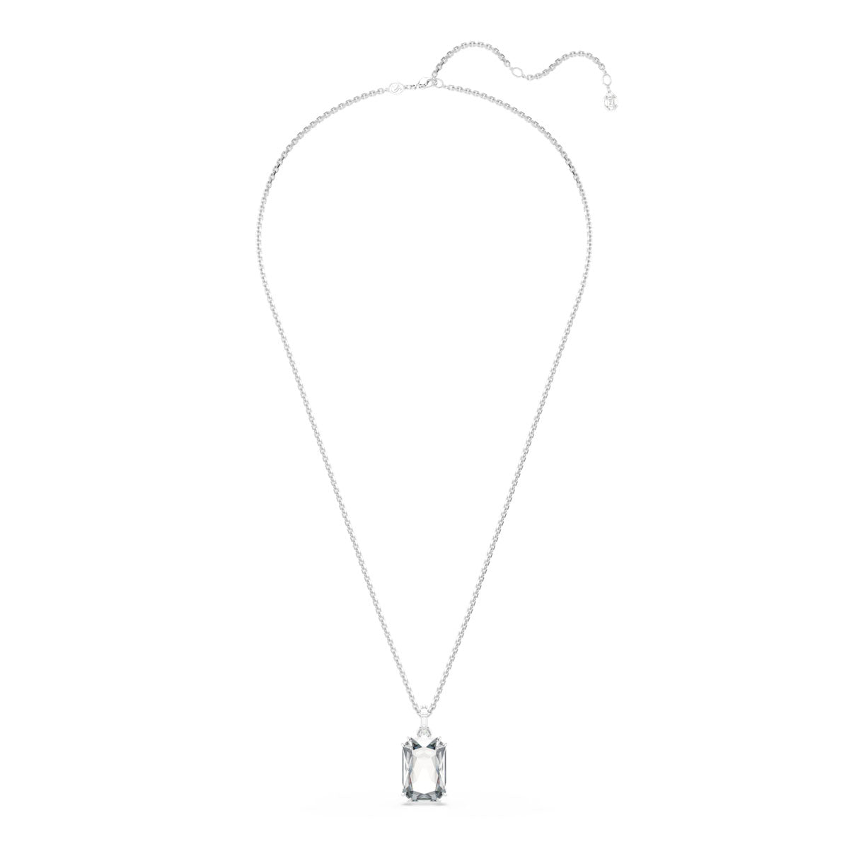 Millenia pendant, Octagon cut, White, Rhodium plated