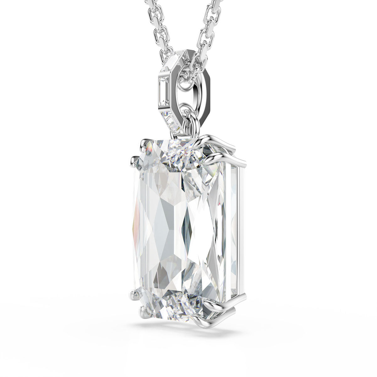 Millenia pendant, Octagon cut, White, Rhodium plated