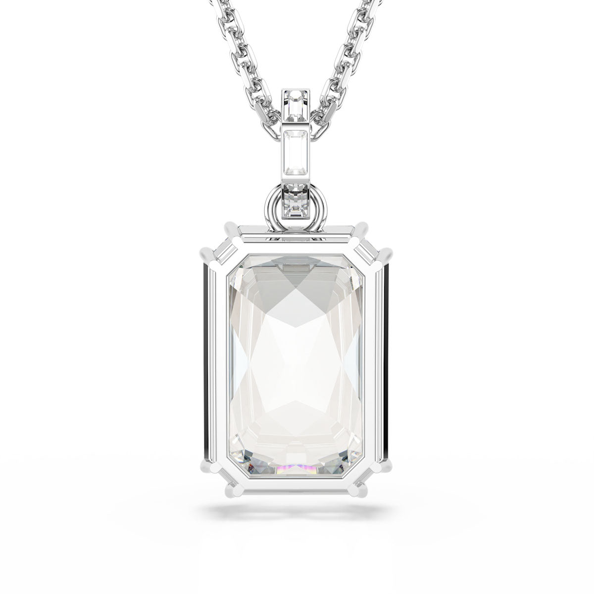 Millenia pendant, Octagon cut, White, Rhodium plated