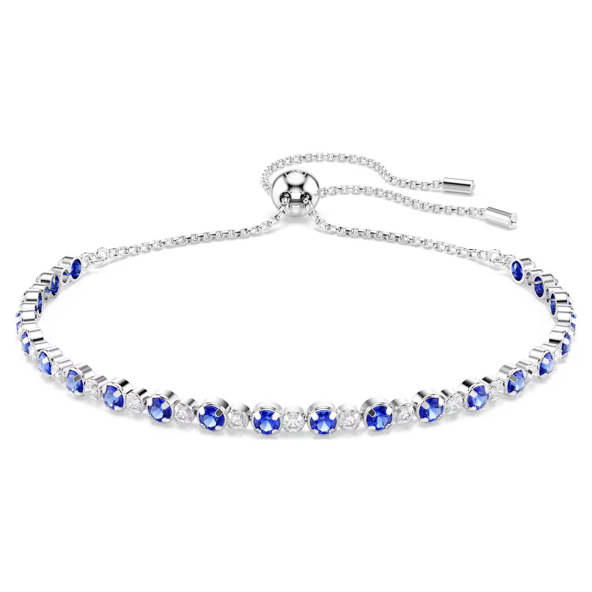 Matrix Tennis bracelet Mixed round cuts, Blue, Rhodium plated