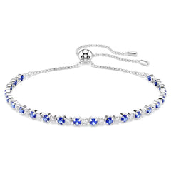 Matrix Tennis bracelet Mixed round cuts, Blue, Rhodium plated