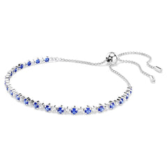 Matrix Tennis bracelet Mixed round cuts, Blue, Rhodium plated