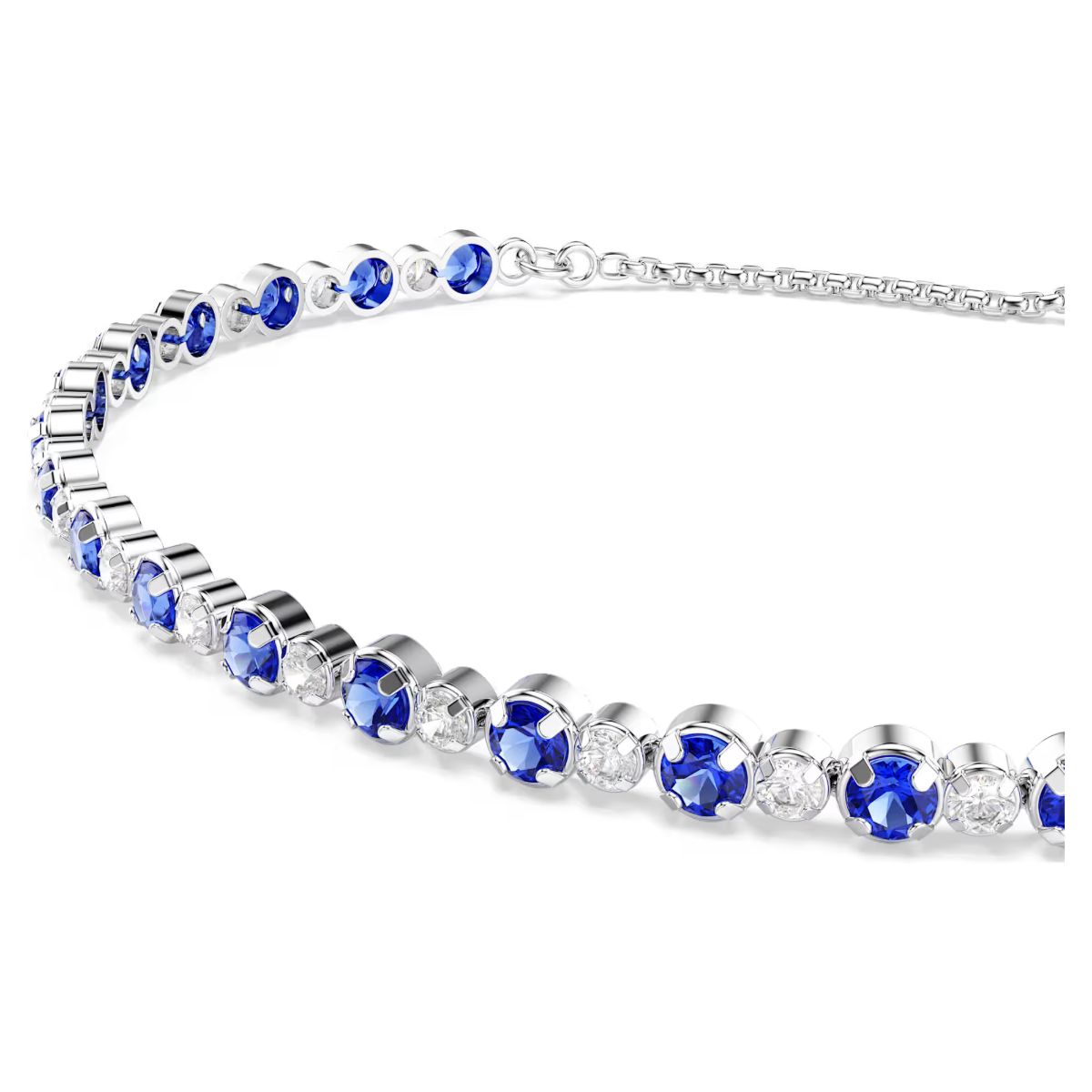 Matrix Tennis bracelet Mixed round cuts, Blue, Rhodium plated