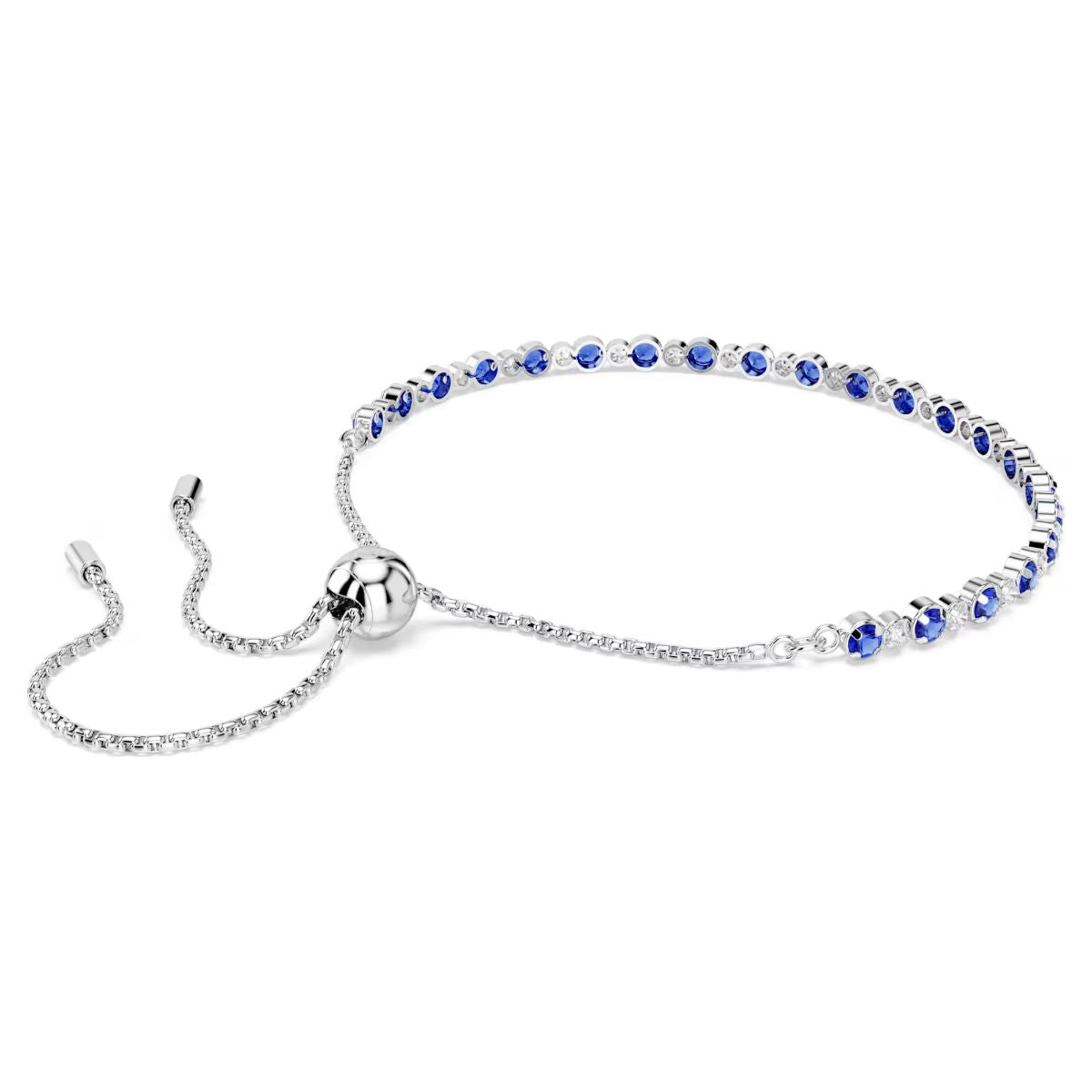 Matrix Tennis bracelet Mixed round cuts, Blue, Rhodium plated