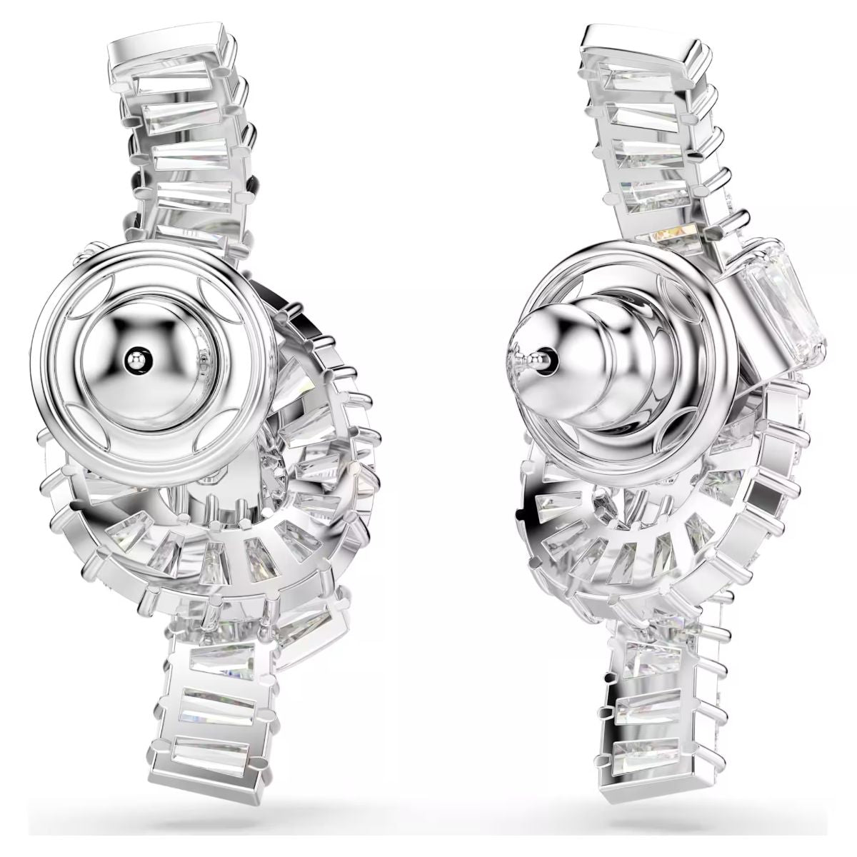 Matrix earrings Baguette cut, Knot, White, Rhodium plated