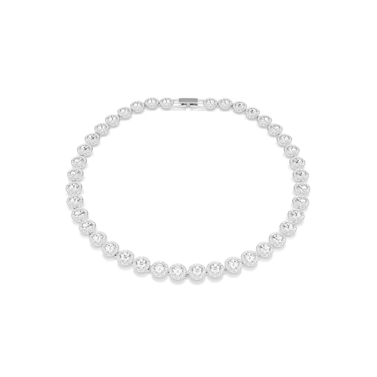 Una Angelic Tennis necklace, Round cut, White, Rhodium plated