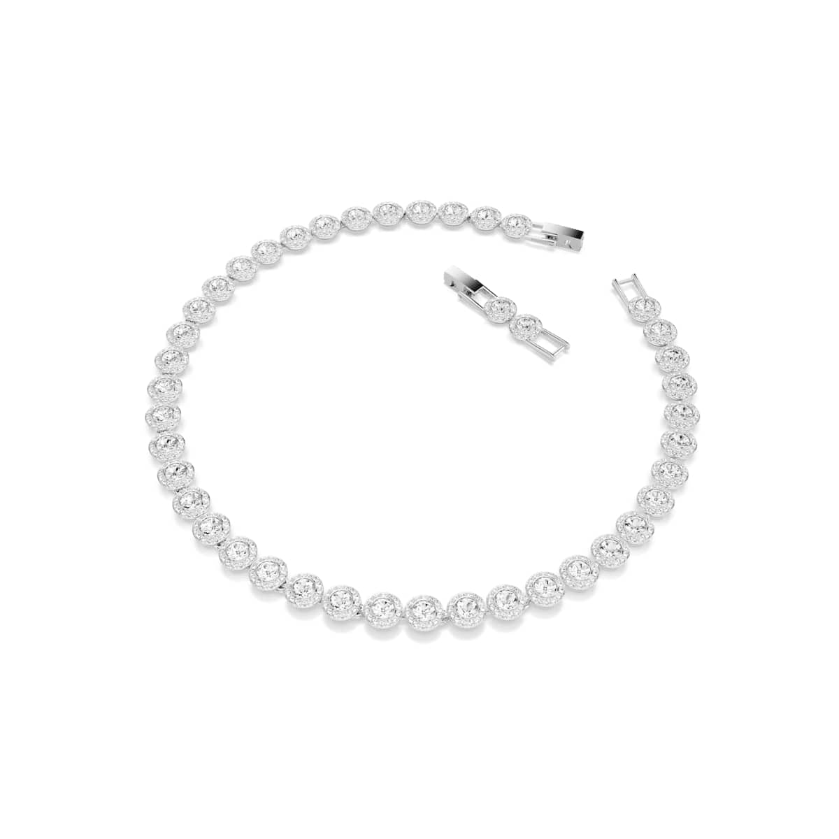 Una Angelic Tennis necklace, Round cut, White, Rhodium plated
