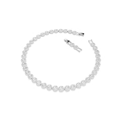 Una Angelic Tennis necklace, Round cut, White, Rhodium plated