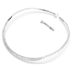 Matrix necklace Baguette cut, White, Rhodium plated