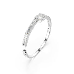Matrix bangle, Baguette cut, Knot, White, Rhodium plated