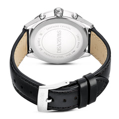 Dextera Tachymetre watch, Swiss Made, Leather strap, Silver tone, Stainless steel