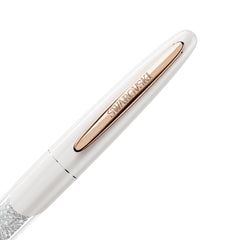 Crystalline Nova rollerball pen, White, Rose gold-tone plated