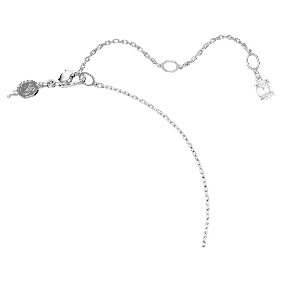 Matrix pendant Baguette cut, Knot, White, Rhodium plated