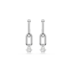 Constella drop earrings, Round cut, White, Rhodium plated