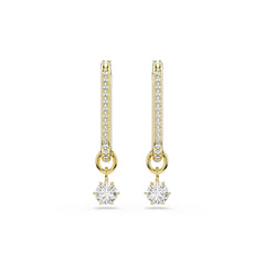 Constella drop earrings, Round cut, White, Gold-tone plated