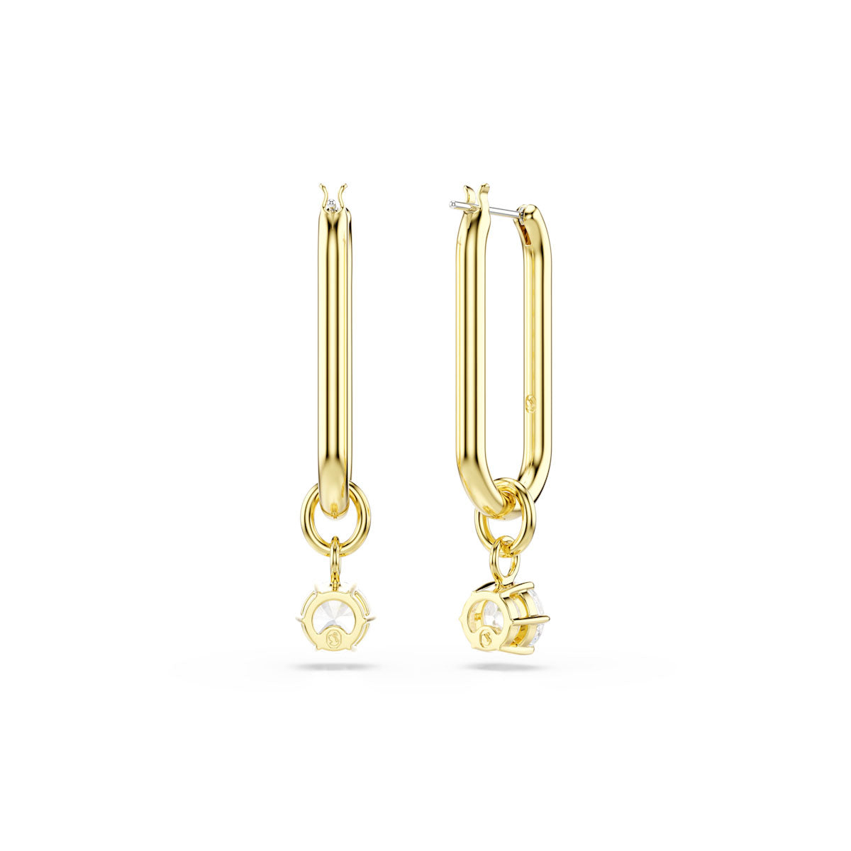 Constella drop earrings, Round cut, White, Gold-tone plated