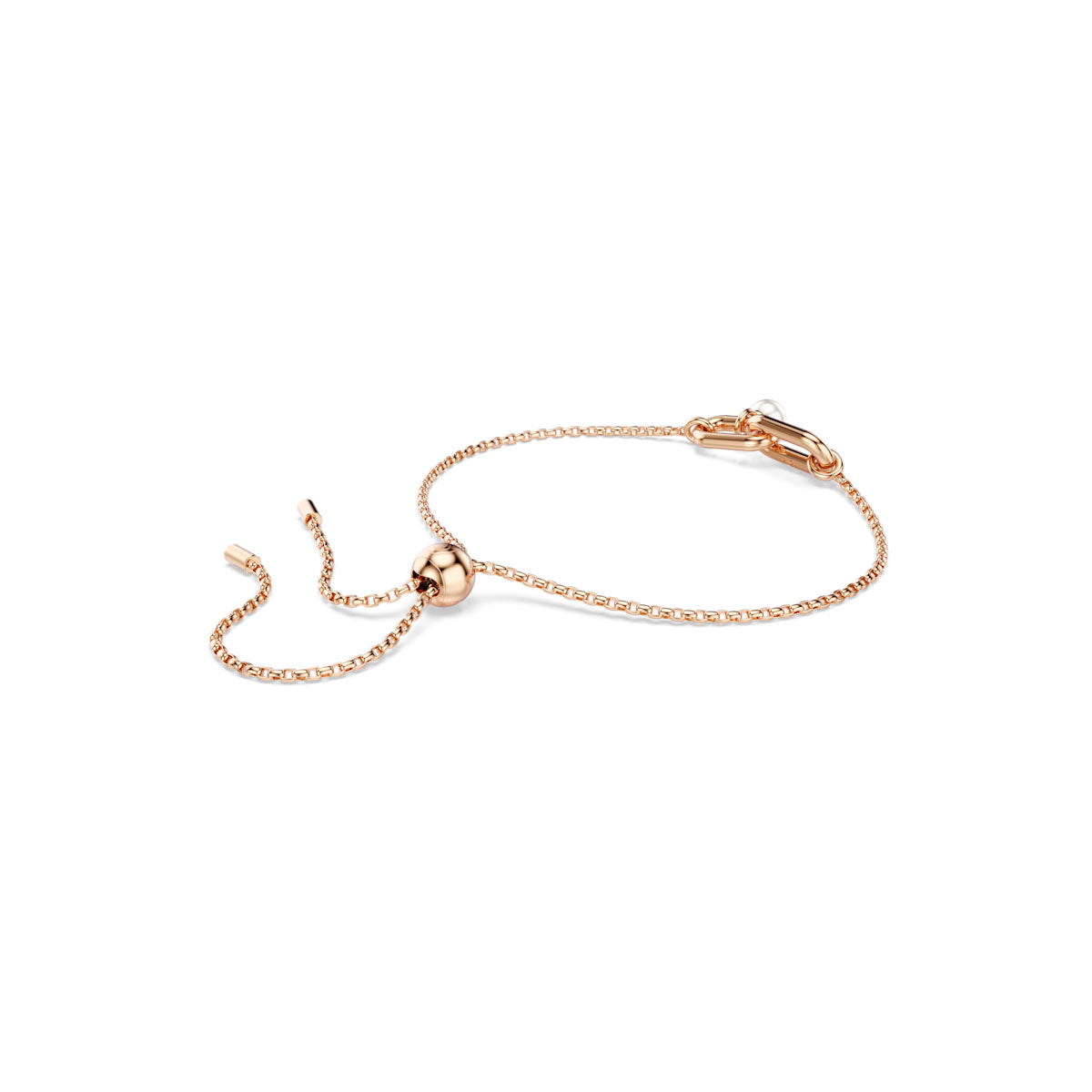 Constella bracelet, Crystal pearl, Round cut, White, Rose gold-tone plated